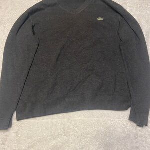 Lacoste Men's Gray V-Neck Sweater XL